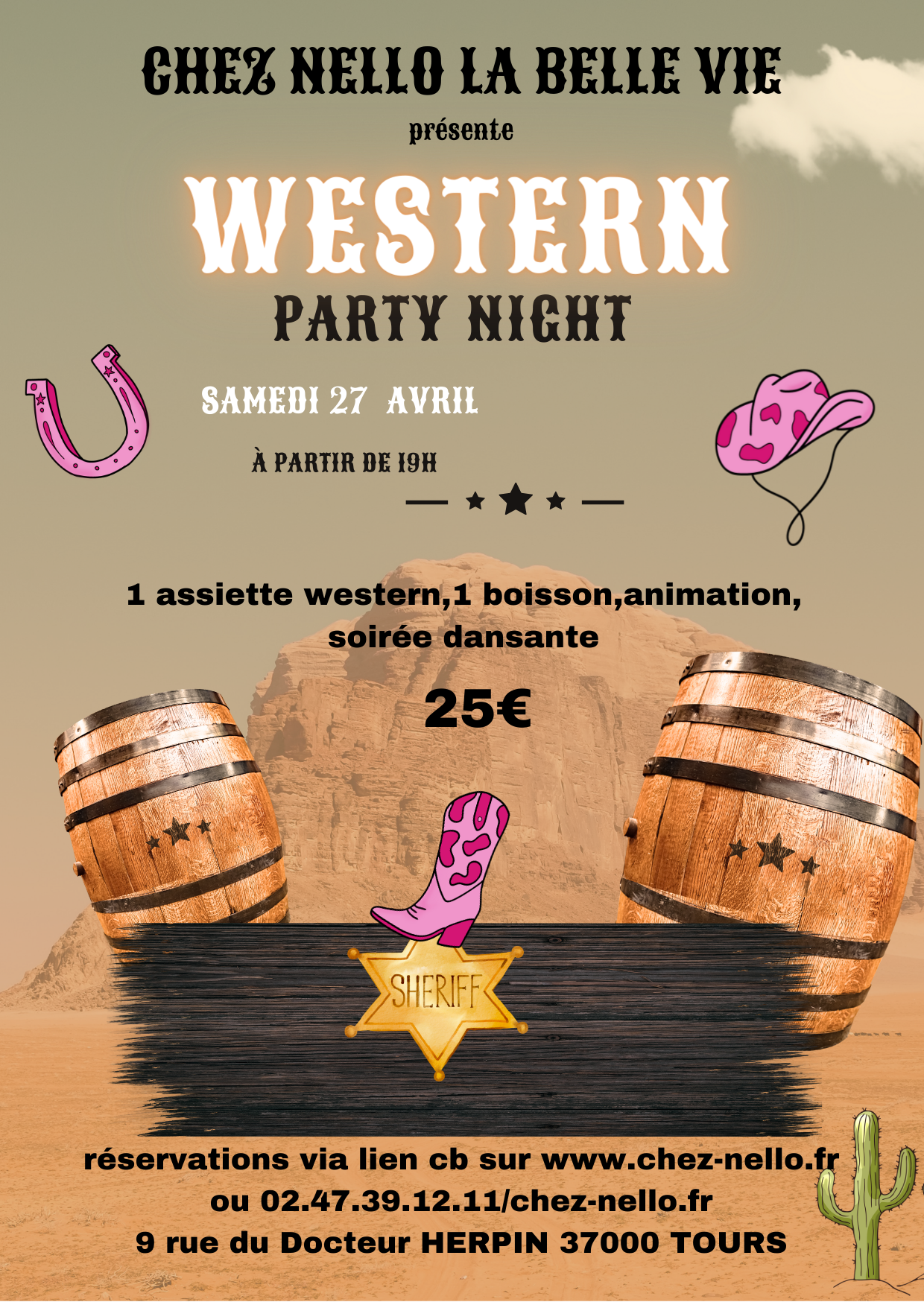 Affiche lunch party WESTERN