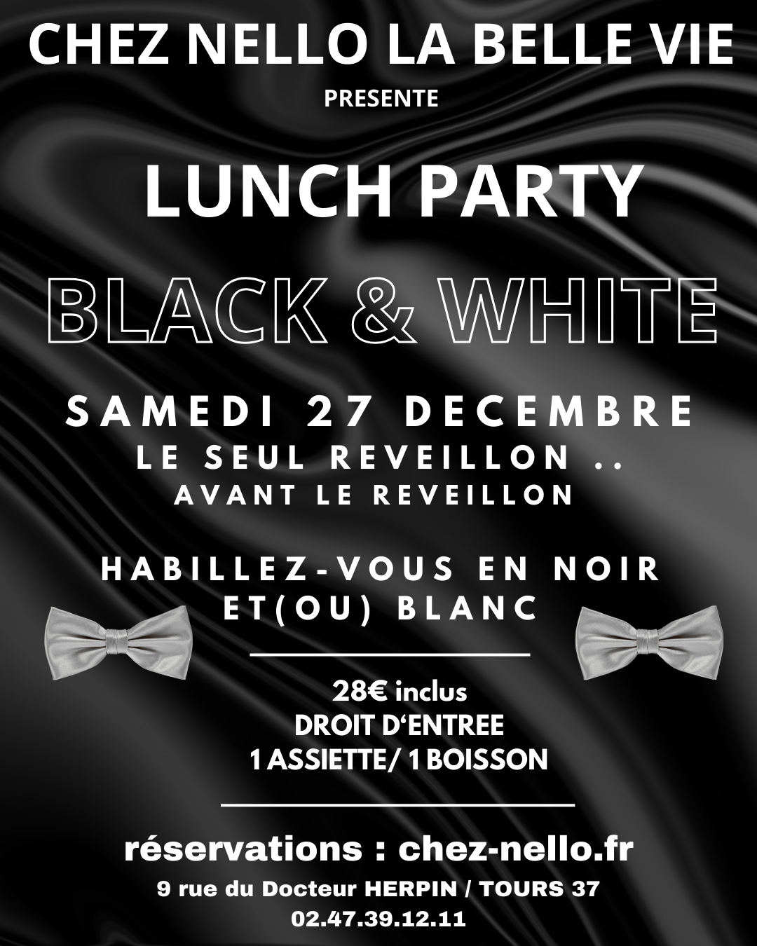 Affiche LUNCH party nœuds pap et bretelles